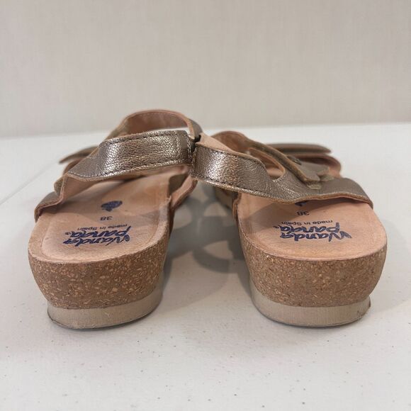 Wanda Panda Tamina Sandals Gold Metallic Adjustable Straps Women's 38 US 7 - 7.5 - Picture 5 of 12